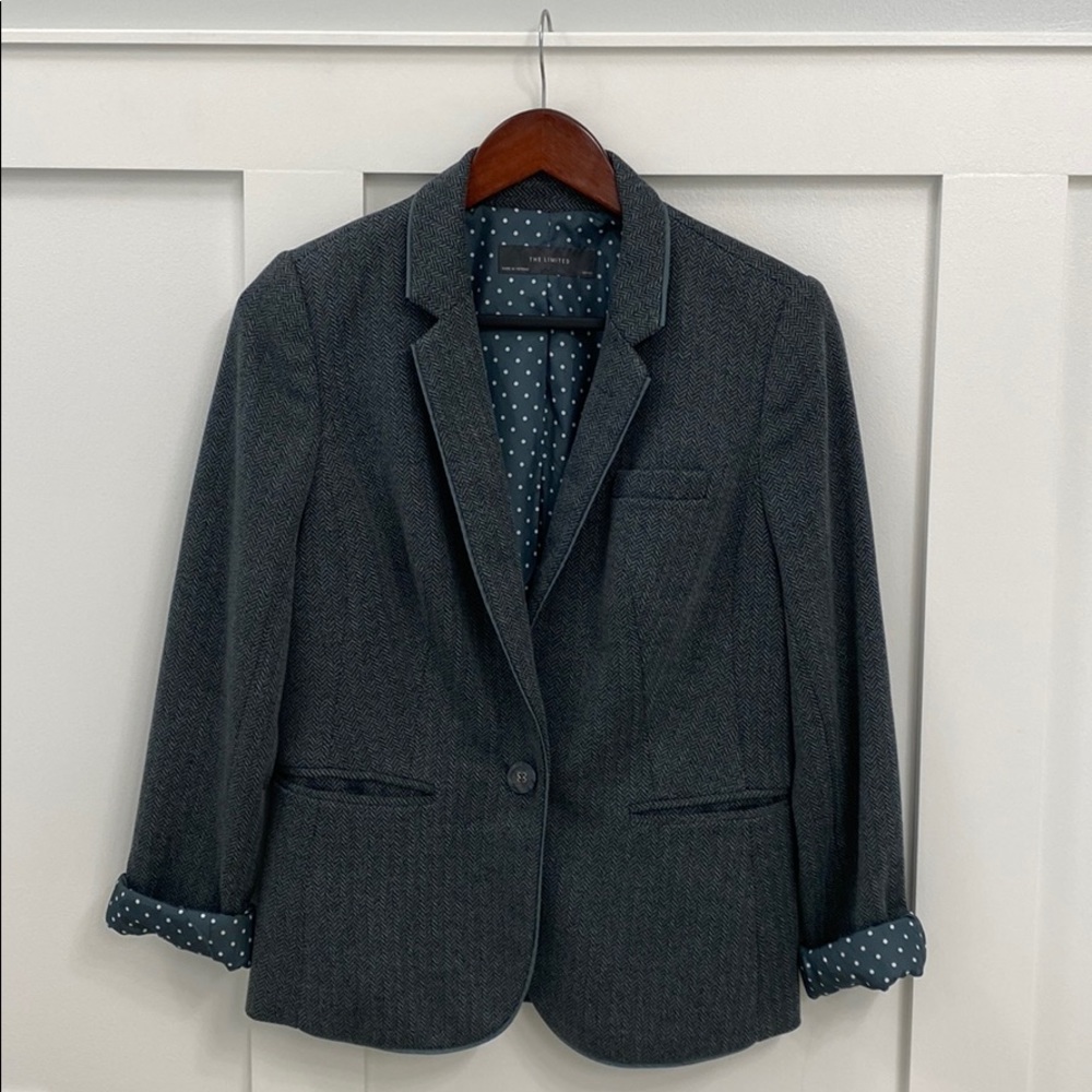 The Limited Olive Herringbone Blazer